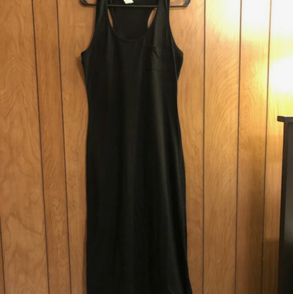 Long maxi black racer back dress